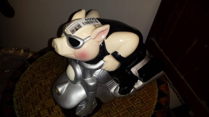 lot 4095 image: Hog on a Hog Figurine