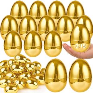 lot 1588 image: 3.1in Large 50 Pack Golden Easter Eggs Fillable Plastic Easter Eggs Bulk Empty Easter Basket Stuffers for Easter Treats Filler Eggs Hunt Supplies Classroom Prize Easter Party Favors Packs Kids Toddler