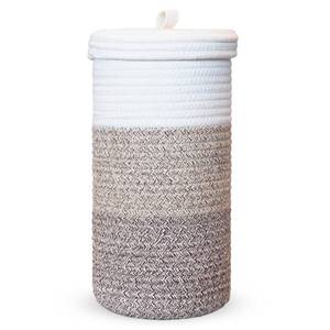 lot 1596 image: Toilet Paper Holder Handmade � Woven Cotton Toilet Paper Stand and Storage Basket with Lid, Freestanding Organizer for Bathroom, Fits 3 Mega Rolls Gradient Brown 14ftft x 7ftft