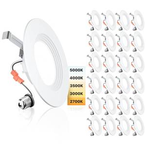 lot 1597 image: Ensenior 56 Inch LED Recessed Can Lights, 5CCT, 9W, 1000LM, 24 Pack