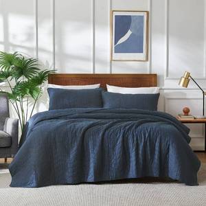 lot 1600 image: palassio Navy Blue Cotton Quilt Twin Size Bedding Sets with Pillow Sham, Lightweight Soft Bedspread Coverlet, Quilted Comforter Bed Cover for All Season, 2 Pieces, 68x86 inches