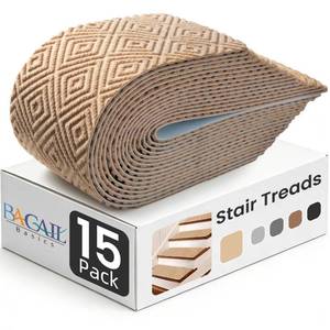 lot 1607 image: BAGAIL 15-Pack Non-Slip Stair Treads 8inx30in for Wooden Steps, Beige