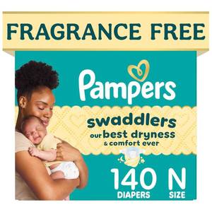lot 1609 image: Pampers Swaddlers Newborn Diapers, Size Newborn (10 lbs), 140 Count, Fragrance Free, Hypoallergenic, Absorbent, Pediatrician Recommended, Skin Safe