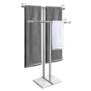 lot 1628 image: Kayfia 40ftft Stainless Steel Towel Rack, Weighted Marble Base, 2 Tier