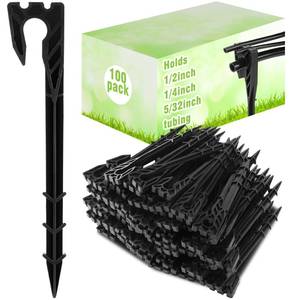 lot 1634 image: Briwooody 100 Pcs 8 Inch Irrigation Hose Hold-Down Anchor Stakes for 12 Inch 14 Inch 532 Inch Drip Tubing Plastic Ground Garden Hose Support Stakes for Drip System, Irrigation Line
