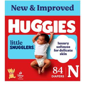 lot 1643 image: Huggies Little Snugglers Newborn Diapers, 84 Count