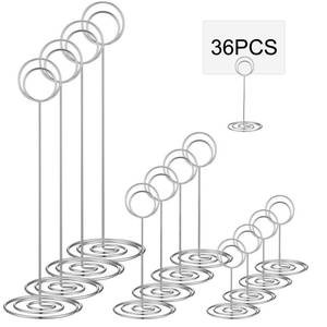 lot 2292 image: Teling 36 Pieces Table Number Holders 3 Size Place Card Holder Name Numbers Menu Memo Note Card Picture Photo Clip Stand Table Sign for Wedding Anniversary Party Display(Silver)