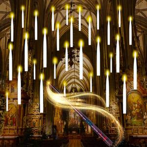 lot 2316 image: JOYIN 20Pcs Halloween Floating Candles with Wand Remote Flickering Warm Light Taper Magic Hanging Candles with 2 Light Mode and Timer Flameless LED Candle for Halloween Window Decorations Party Gift