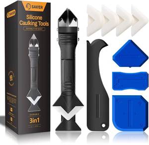 lot 2317 image: Saker Silicone Caulking Tool 3-in-1 Grout Removal Tool Kit Black Blue