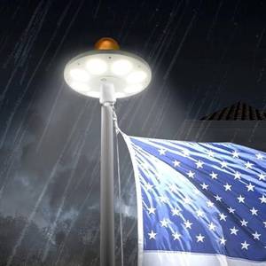lot 2327 image: Solar Flag Pole Light, New 136 LED Flagpole Light 10000h Lifespan for 15-25 Ft Poles, 2-Mode Brightness, Waterproof Lighting on Outdoor Flag Pole Top, Auto OnOff