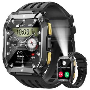 lot 2370 image: Smart Watches for Men, 1.95ftft Mens Military Smart Watch for Android and iPhone, Waterproof Fitness Tracker Watch with Flashlight100 Days Battery LifeCallHeart Rate Sleep Monitor100 Sport Modes