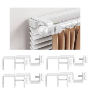 lot 2373 image: Over-Blinds Curtain Rod Brackets for Outside-Mounted Blinds, Blinds Curtain Rod Brackets for 1.3�2in Rectangular Headrails, Tool-Free No-Drill Installation for Apartments, Rentals Set of 4 (White)