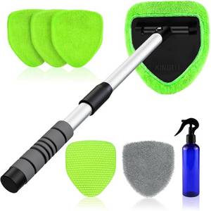 lot 2377 image: XINDELL 24-inch Windshield Cleaner Tool � Upgrade Large Head Car InteriorandExterior Window Cleaning Kit with Extendable Handle and 4 Microfiber Pads, Auto Wiper Brush for Car, Trucks, SUVs, RVs and Home