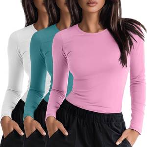 lot 2400 image: Neer 3 Pack Womens Long Sleeve Underscrub Shirts, 3-Color, Small