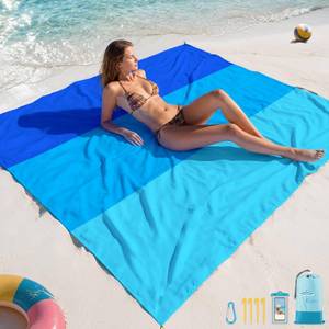 lot 2402 image: Famstar Beach Blanket Sandproof Waterproof 78ftft81ftft1-5 Adults Oversized,Compact Lightweight Durable Beach Mat for Travel Camping Hiking Picnic Blanket
