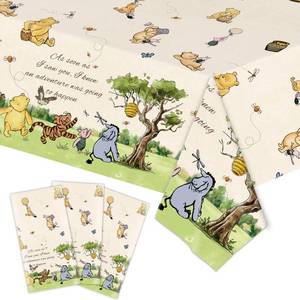 lot 2442 image: 32 SPIRITS 3PCS Vintage Bear Table Cloths for Baby Shower, Quotes Table Cloths Birthday 54 x 108Inch Neutral Disposable Table Covers for Gender Reveal 1st Birthday Party Decorations
