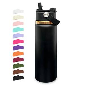 lot 2448 image: A 20 oz Insulated Water Bottle Bulk with 2-in-1 Straw and Spout Lid Black