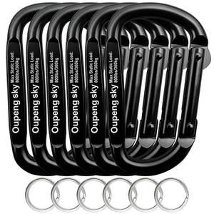 lot 2450 image: 6PCS Carabiner Clip - Heavy Duty Iron Carabiners 800lbs Carabeaner D Ring Shape,Key Chain Clip Hook,Keychain Clip,Multipurpose for Camping, Hiking,Backpacking or Other Outdoor Activities, Black.