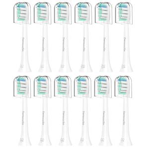 lot 2455 image: Densuuclin Toothbrush Replacement Heads for Philips Sonicare and More Click-on Handles 12 Pack White