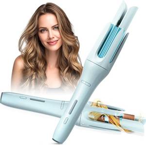 lot 3293 image: Auto Hair Curler, Automatic Curling Iron Wand with 4 Temperatures and 3 Timers and LCD Display (Light Blue)