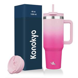 lot 3299 image: Konokyo 40 oz Insulated Tumbler Water Bottle with Handle, Straw Lid