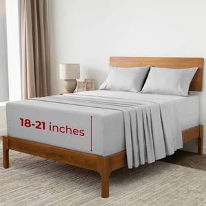 lot 3307 image: Mellanni Iconic 4-Piece, Ultra Soft Sheet Set (King, Light Gray)