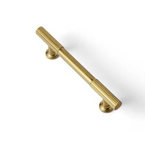 lot 4067 image: Goo-Ki Brushed Gold Zinc Alloy Cabinet Handles - 3.78ftft(96mm) Hole Center Striped Decorations Cabinet Pull Hardware for Bedroom, Kitchen, 6 Pack
