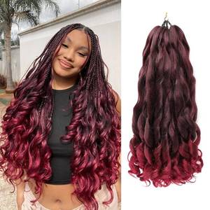lot 4071 image: French Curly Braiding Hair 22 Inch 8 Packs Braiding Hair Pre Stretched French Curl Crochet Braids Soft Crochet Hair for Women8 Packs,Tbug