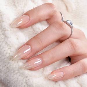 lot 4083 image: BTArtbox Press On Nails, Glazed Donut, Medium Almond, Chrome Nude, 32Ct