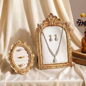 lot 4092 image: Liliaafar 2 Pcs Vintage Ring Holder Jewelry Display Stand for Vendors Necklace Jewelry Organizer with Velvet Backing for Women Engagement Wedding Anniversary(Charming,White)