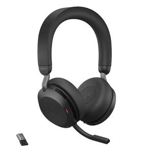 lot 4093 image: Jabra Evolve2 75 PC Wireless Headset with 8-Microphone Technology - Dual Foam Stereo Headphones with Advanced Active Noise Cancelling, USB-A Bluetooth Adapter and MS Teams-Compatibility - Black