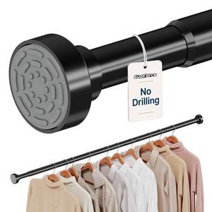lot 7219 image: Supforce Closet Rod, No Drill Closet Rod for Hanging Clothes, 17-69in,Black