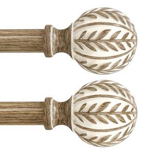 lot 7411 image: QDWIS 2 Pack Boho Wood Curtain Rods for Windows 28 to 48 inch,1in Adjustable Heavy Duty Window Curtain Rod with Imitation Wood Grain Finials,Rustic Decorative Drapery Rods Set 18-60ftft,Weathered Wood