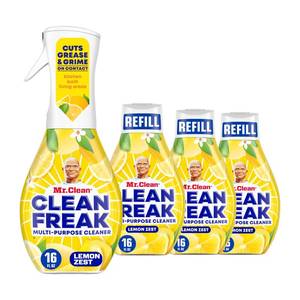 lot 7429 image: Mr. Clean Clean Freak Multi Surface Cleaning Spray, Deep Cleaning Mist Starter Kit and Refill Bundle, Lemon Zest Scent, 64 fl oz