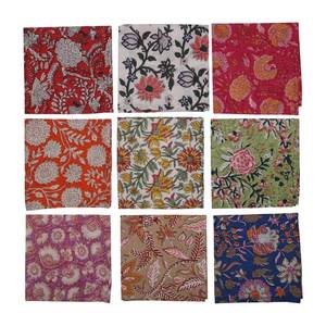 lot 8187 image: Marubhumi 10 Pc Cotton Cloth Napkins- Hand Block Print, Eco-Friendly, Dinner Napkins, Floral,Hand Made Size 16x16 Inch Printed Home Decor Multicolored