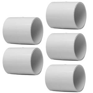 lot 8189 image: Fitvell 5PCS 2in PVC Pipe Coupling Slip (Socket x Socket) SCH40 White