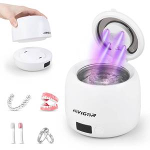 lot 8192 image: AIVIGOR Dental Ultrasonic Retainer Cleaner Machine - 45kHz Separable Dental Cleaning Pod with Digital Timer and 200ML Tank - Professional Device for Dentures, Aligners, Mouth Guards, Braces, Jewelry