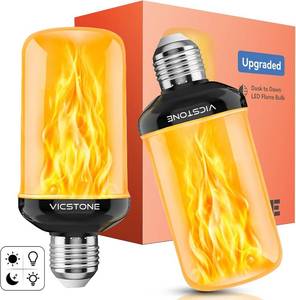 lot 8201 image: Vicstone Upgraded E26 Dusk to Dawn Flame Light Bulbs Outdoor, 4 Modes