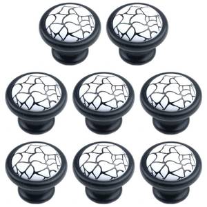 lot 8204 image: MY MIRONEY 8-Pack Black White Ceramics Cabinet Knob