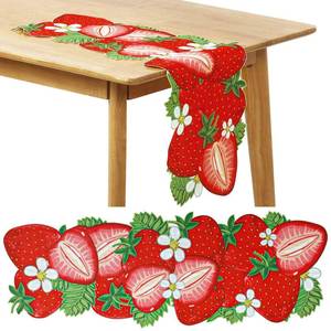 lot 8209 image: Tingjoo 13 x 36 Inch Strawberry Table Runner Fruit Theme Table Centerpiece Baby Shower Kitchen Dining Party Supplies for Strawberry Birthday Decorations