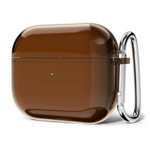 lot 8220 image: Svanove for Airpods 4 Case Clear Hard Plastic, Transparent Simple Cute Airpods 4th Generation Case with Keychain, Girly Y2k Aesthetic Trendy Airpods Cover Accessories for Women Girl, Brown