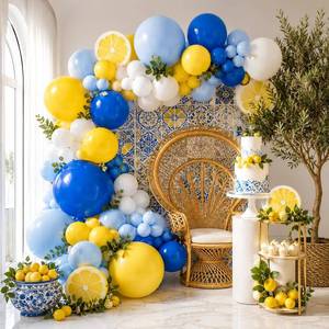 lot 8222 image: Blue White Yellow Balloon Arch Kit, Graduation Yellow Royal Blue Latex Party Balloons for Lemon Amalfi Coast Baby Shower Anniversary Birthday Wedding Graduation Party Decorations
