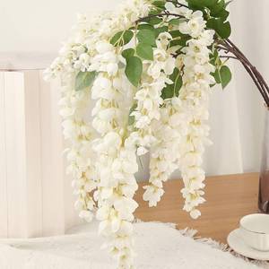 lot 8224 image: 4pcs 47.2in Artificial Fake Wisteria Hanging Flower Garland Silk(white)