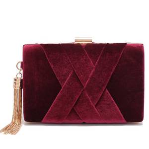 lot 8226 image: CARIEDO Velvet Evening Clutch Handbag with Tassel for Wedding Proms and Party