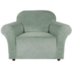 lot 8234 image: Turquoize Stretch Velvet Chair Cover Sofa Chair Covers for Living Room Armchair Cover Chair Slip Covers with Arms Chair Slipcovers with Elastic Bottom Crafted from Velvet Fabric (Chair, Sea Grass)