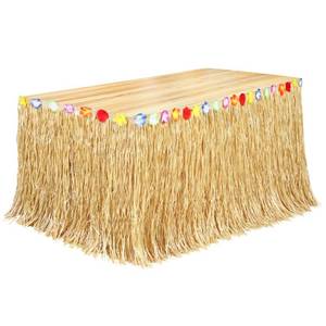 lot 8260 image: Fovths Luau Grass Table Skirt, Straw Yellow, 9 Feet x 29.5 Inch