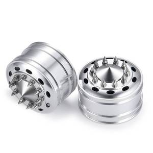 lot 8264 image: 2pcs Metal Front Wheel Rims Bearing Hubs for Tamiya 114 Trailer Tractor Truck Climbing RC Upgrade Parts