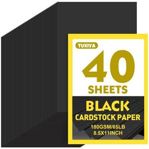lot 8270 image: TUXIYA 40 Sheets Black Cardstock 8.5in X 11in, Heavyweight Black Card Stock
