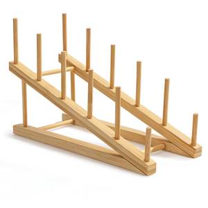 lot 8279 image: HBlife Step Bamboo Wooden Dish Drying Rack Kitchen Plate Display Stand