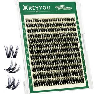 lot 8280 image: KEYYOU Flora Lash Clusters Flaunt Eyelash Clusters D Curl Cluster Eyelash Extensions 8-18mix False Eyelashes 132pcs Classic Wispy Natural Lash Cluster with SpikesF01